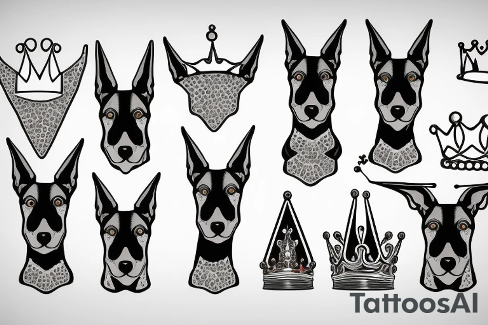 doberman with a crown tattoo idea