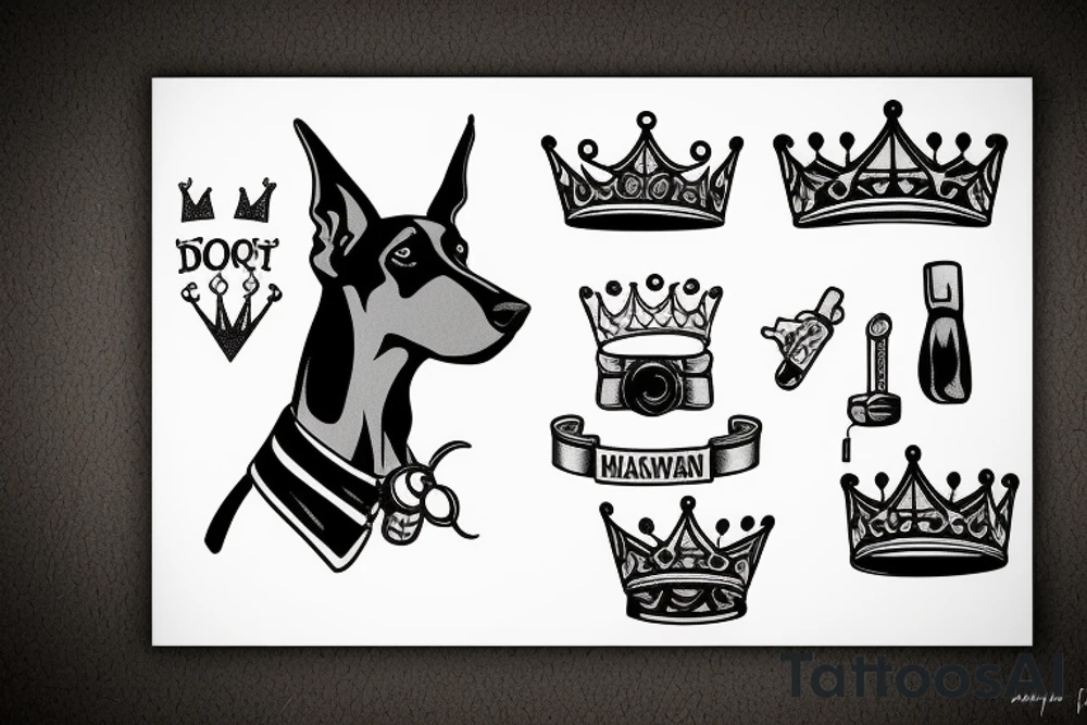 naughty doberman with a crown tattoo idea
