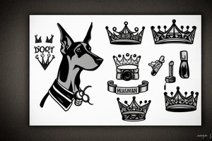 naughty doberman with a crown tattoo idea