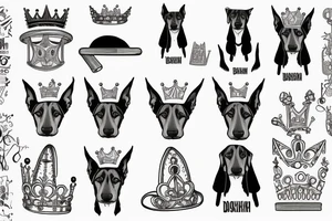 naughty doberman with a crown tattoo idea