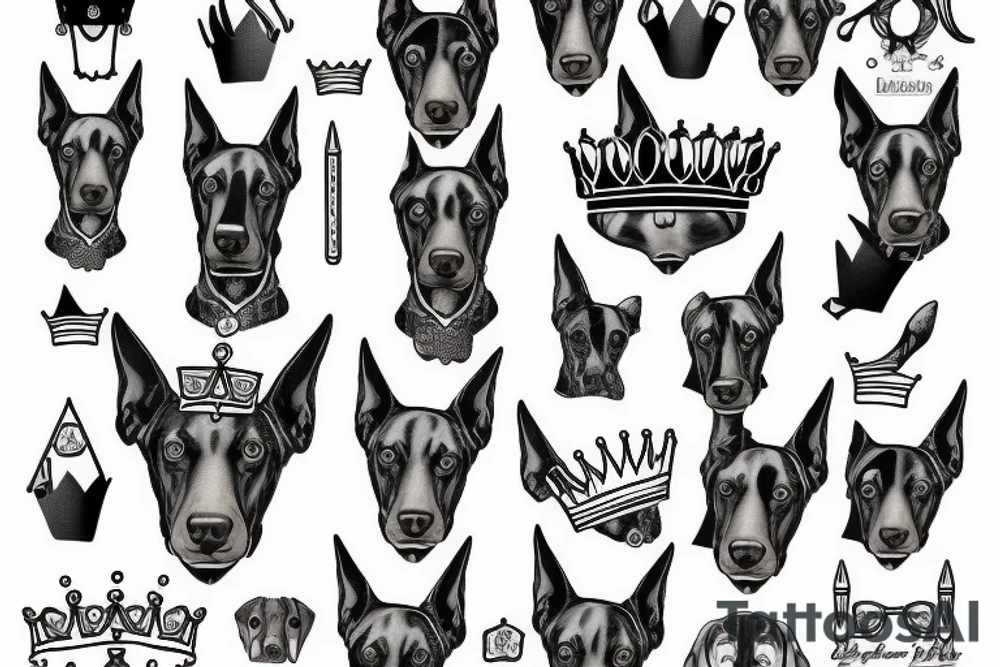 naughty doberman with a crown tattoo idea