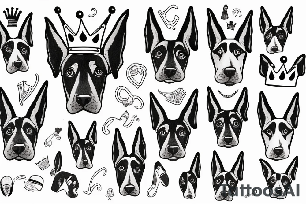 naughty doberman with a crown tattoo idea