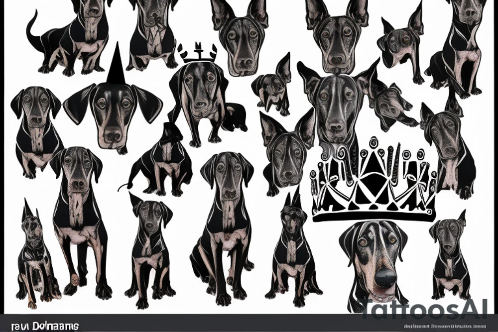 naughty doberman with a crown tattoo idea