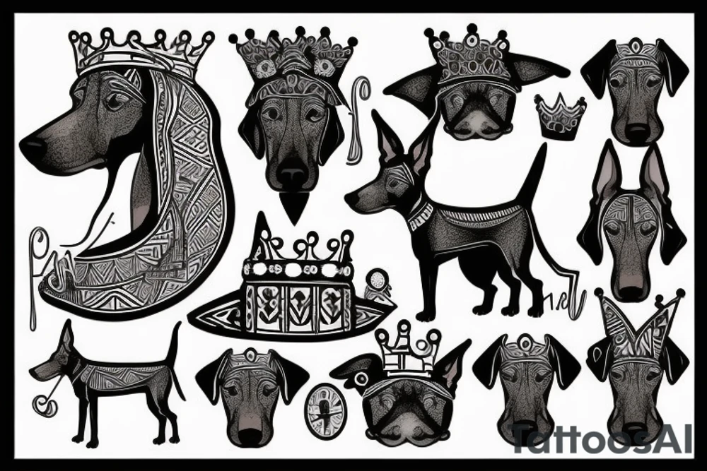 naughty doberman with a crown tattoo idea