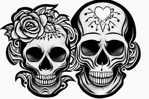Horror Skull roughly sketched with smoke and a light touch of colour tattoo idea