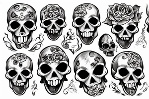 Horror Skull roughly sketched with smoke and a light touch of colour tattoo idea