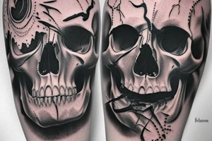 Horror Skull roughly painted with smoke tattoo idea