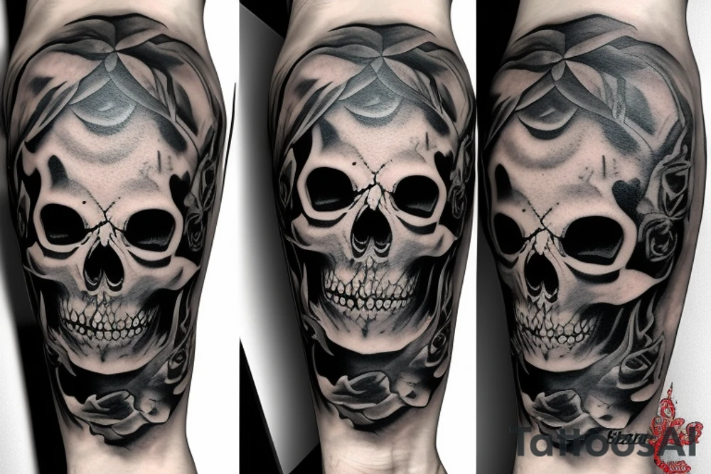 Horror Skull roughly painted with smoke tattoo idea