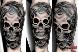 Horror Skull roughly painted with smoke tattoo idea