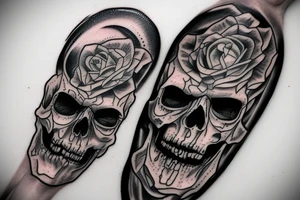 Horror Skull roughly painted with smoke  melting or bleeding tattoo idea