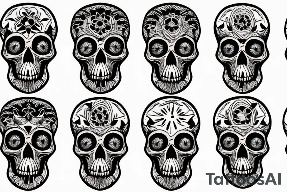 Multiple Skulls Sleeve with Smoke tattoo idea