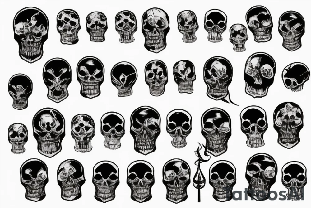 Multiple Skulls Sleeve Scary Terrifying tattoo idea