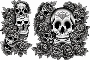 Multiple Skulls Sleeve Scary Terrifying tattoo idea