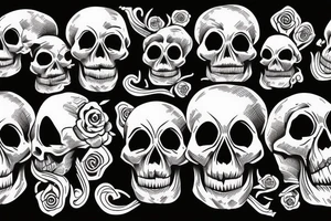 Multiple Skulls Sleeve Scary Terrifying tattoo idea