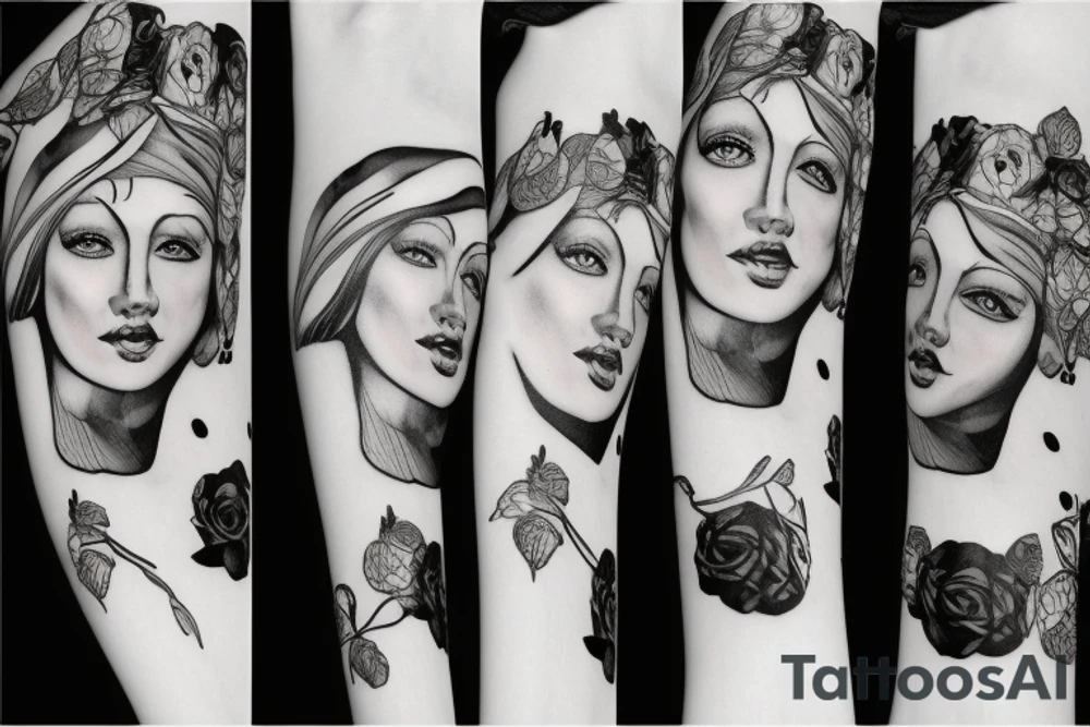 Femme avec une peau d'ours sur la tête tattoo idea