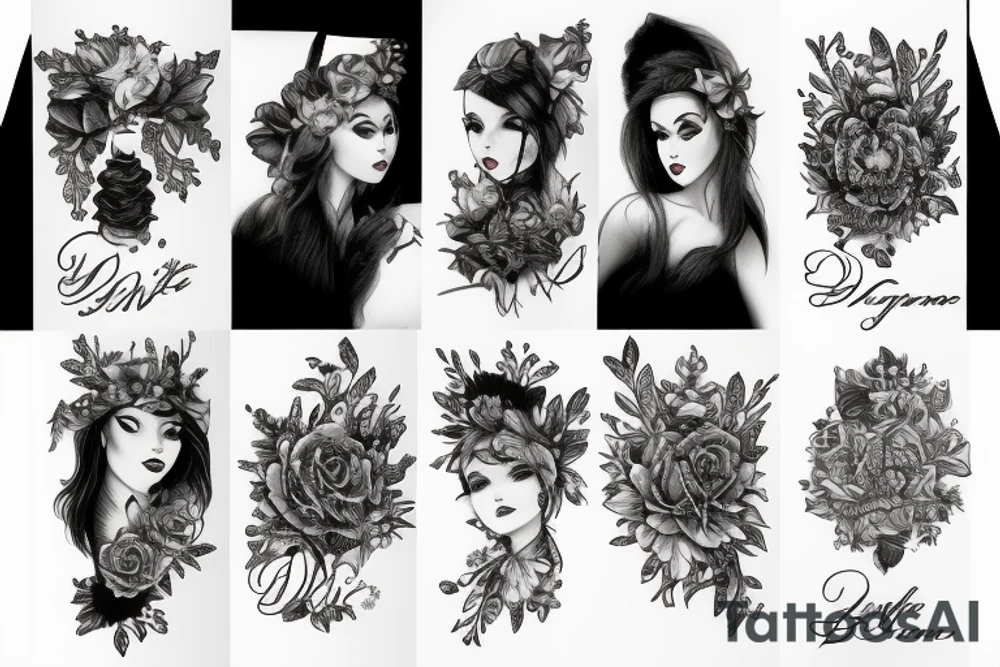 Femme avec une peau d'ours sur la tête tattoo idea