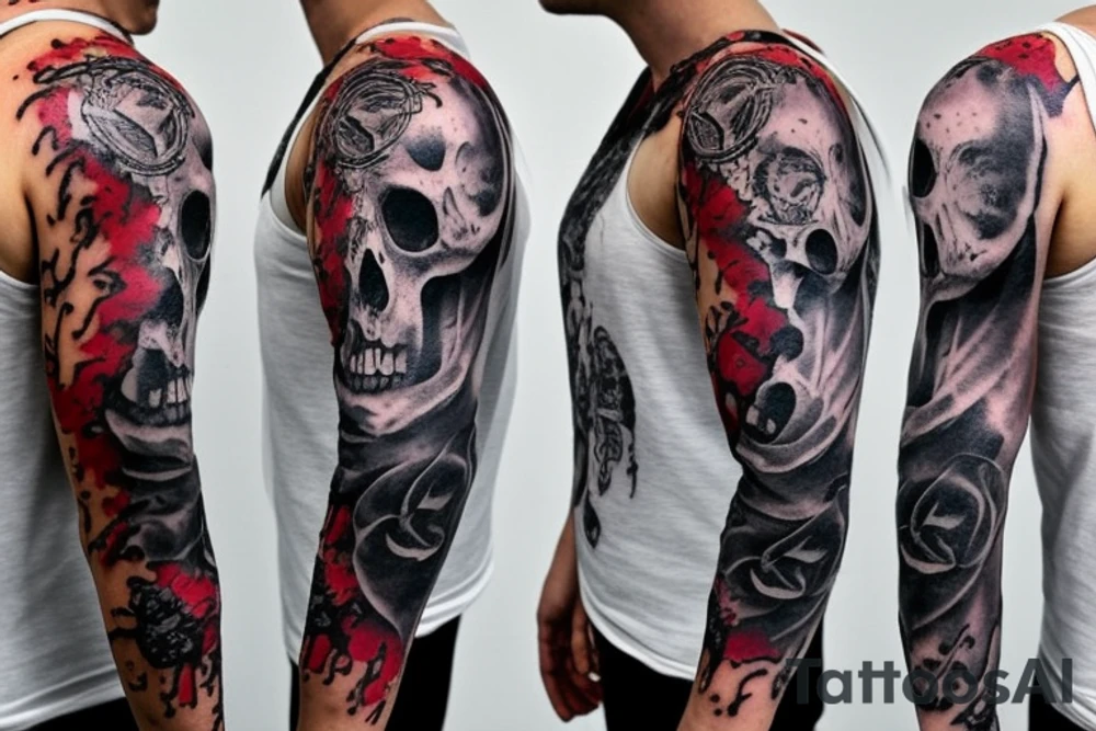 Death Sleeve Skulls, blood tattoo idea