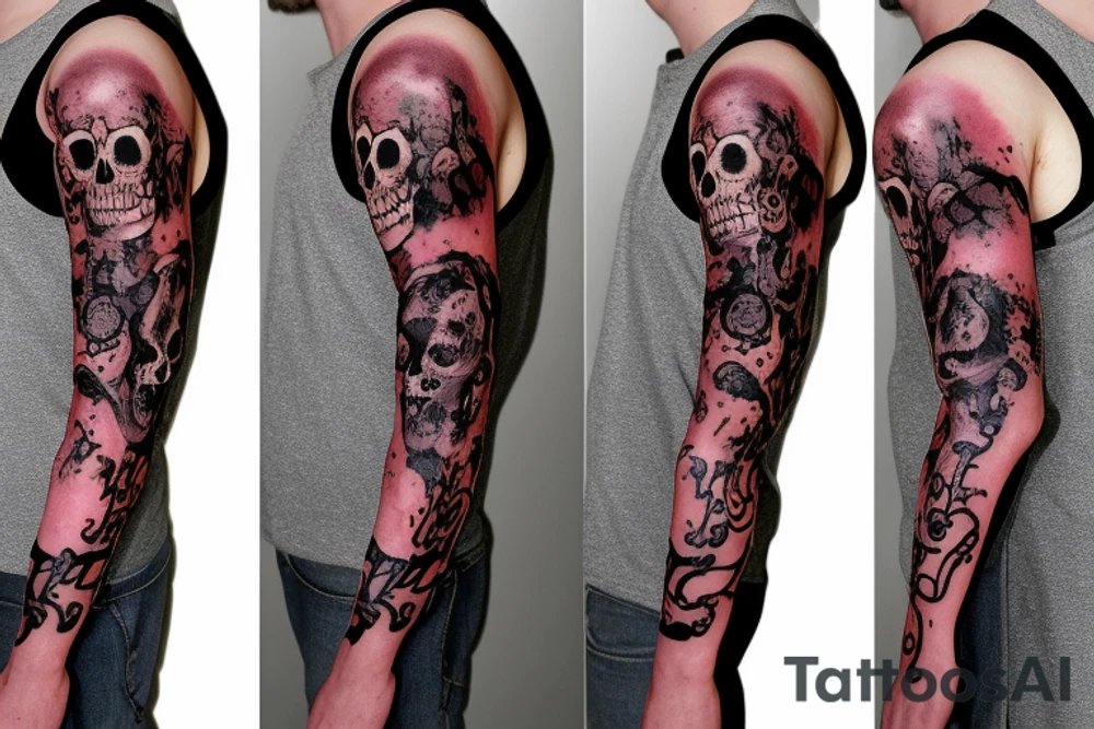 Death Sleeve Skulls, blood tattoo idea