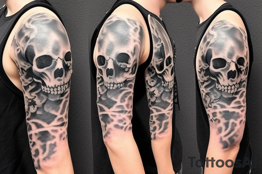Death Sleeve Skulls with smoke tattoo idea