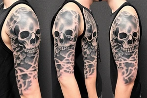 Death Sleeve Skulls with smoke tattoo idea