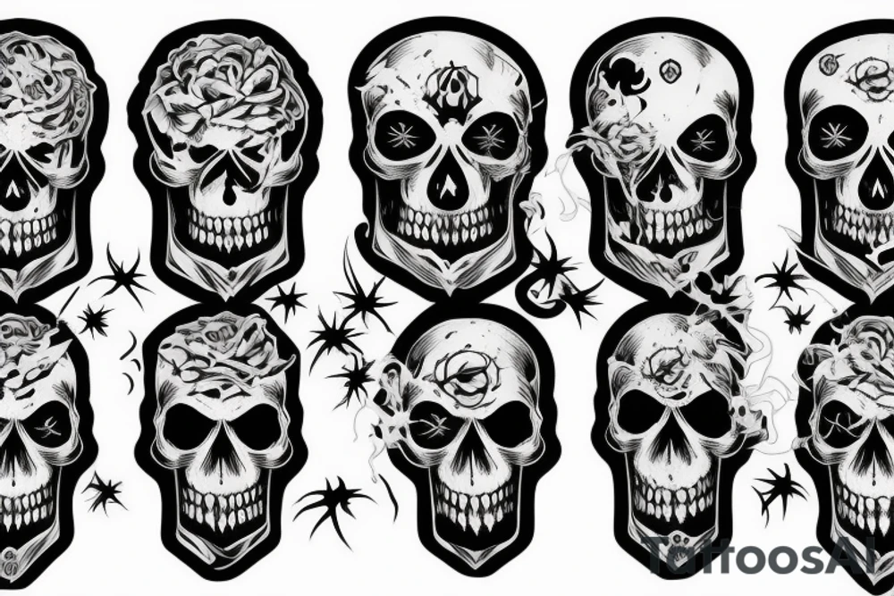 Death Sleeve Skulls with smoke tattoo idea