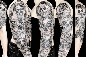 Death Sleeve Skulls with smoke tattoo idea