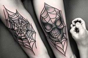 Spiderweb on elbow Skull surrounding with smoke tattoo idea