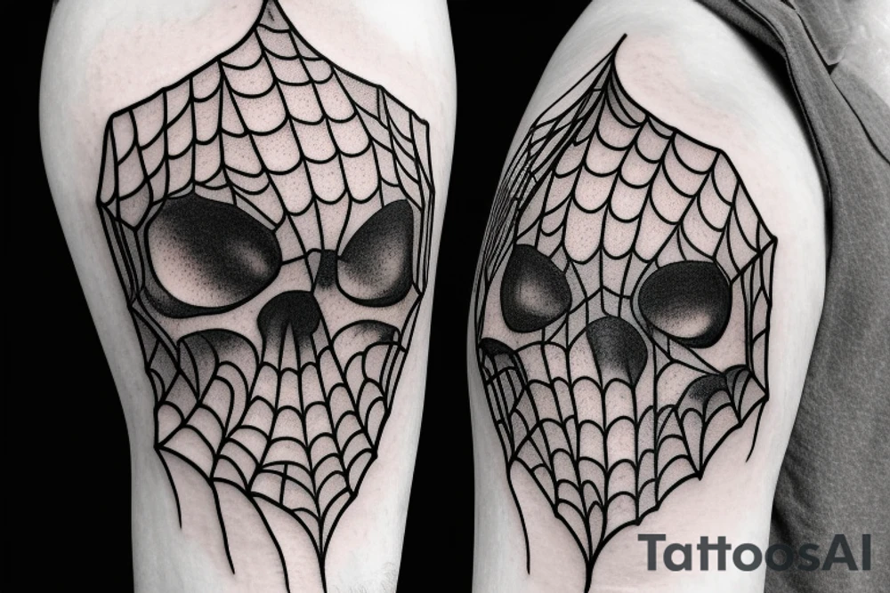 Spiderweb on elbow Skull surrounding with smoke tattoo idea