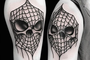Spiderweb on elbow Skull surrounding with smoke tattoo idea