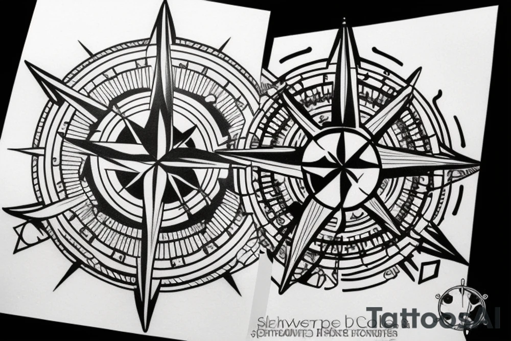 A compass rose in the theme of the sea and pirates tattoo idea
