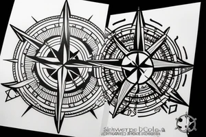 A compass rose in the theme of the sea and pirates tattoo idea