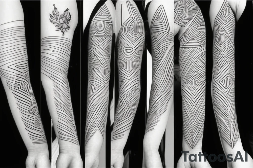 straight line with three lines on the end on the left arm tattoo idea