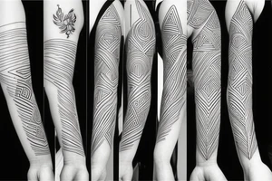 straight line with three lines on the end on the left arm tattoo idea