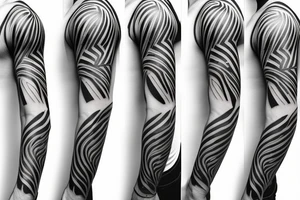 straight one line with three different thin straight lines on the end on the left arm tattoo idea