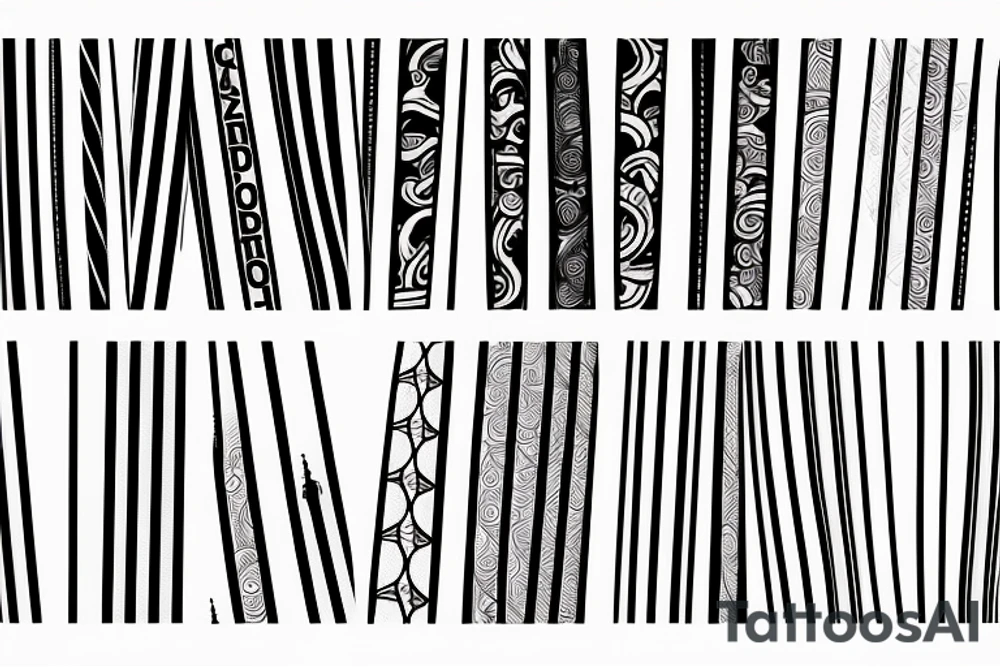 straight one line with three different thin straight lines on the end on the inside side of the left arm tattoo idea