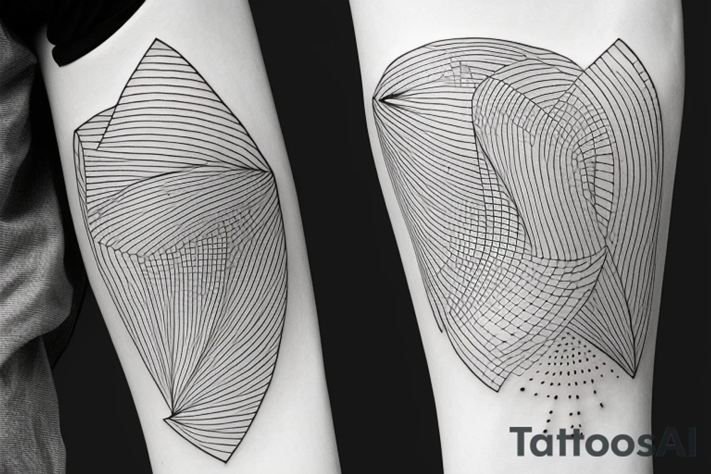 straight one line with three different thin straight lines on the end on the left arm tattoo idea