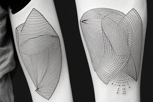 straight one line with three different thin straight lines on the end on the left arm tattoo idea