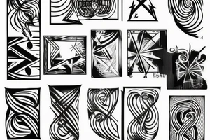 straight one line with three different thin straight lines on the end on the left arm tattoo idea