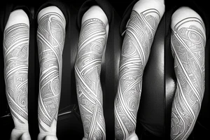 straight one line with three different thin straight lines on the end on the left arm tattoo idea