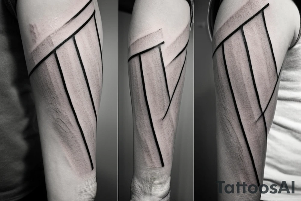 It is a tatoo on left arm. Main think is that is a straight line. But it has different thin size on the end of the main line. Those different thin size pieces are 15 centimeters long tattoo idea