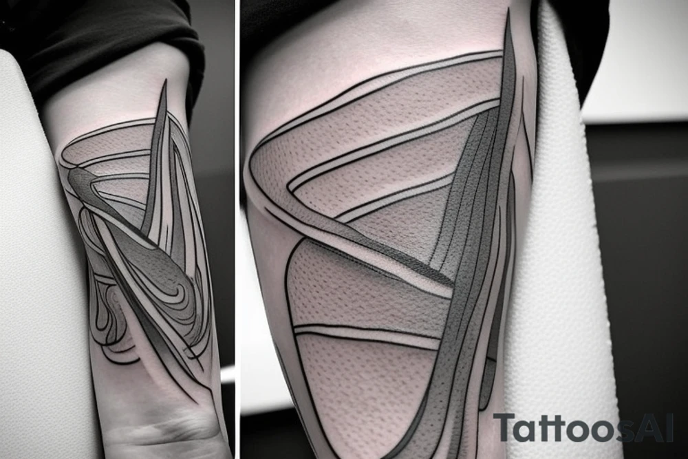 It is a tatoo on left arm. Main think is that is a straight line. But it has different thin size on the end of the main line. Those different thin size pieces are 15 centimeters long tattoo idea