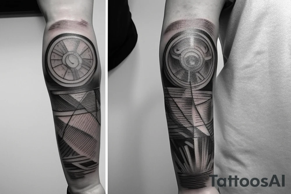 It is a tatoo on left arm. Main think is that is a straight line. But it has different thin size on the end of the main line. Those different thin size pieces are 15 centimeters long tattoo idea