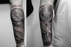 It is a tatoo on left arm. Main think is that is a straight line. But it has different thin size on the end of the main line. Those different thin size pieces are 15 centimeters long tattoo idea