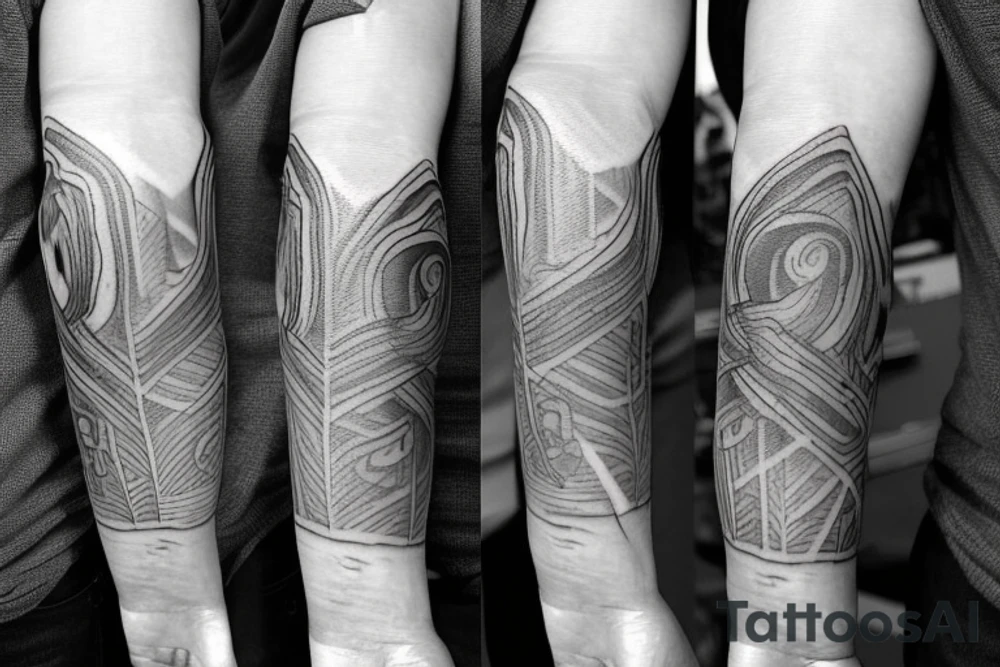 It is a tatoo on left arm. Main think is that is a straight line. But it has different thin size on the end of the main line. Those different thin size pieces are 15 centimeters long tattoo idea