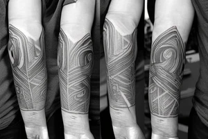 It is a tatoo on left arm. Main think is that is a straight line. But it has different thin size on the end of the main line. Those different thin size pieces are 15 centimeters long tattoo idea