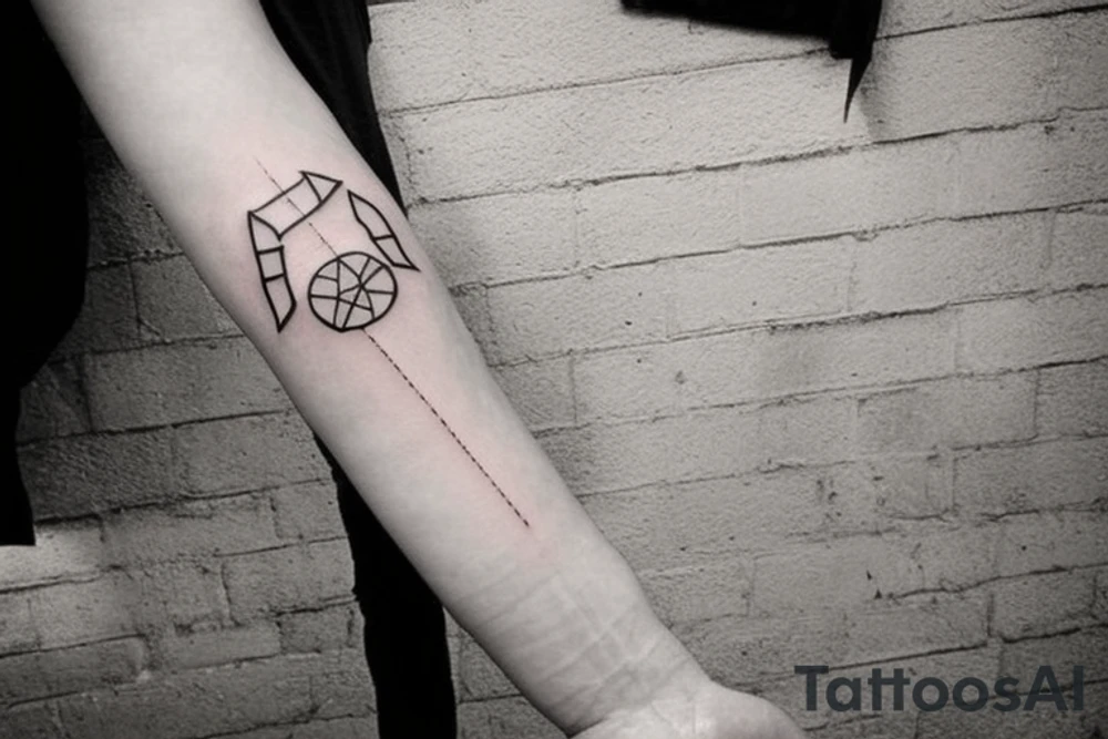 It is a tatoo on left arm. Main think is that is a straight line. But it has different thin size on the end of the main line. Those different thin size pieces are 15 centimeters long tattoo idea