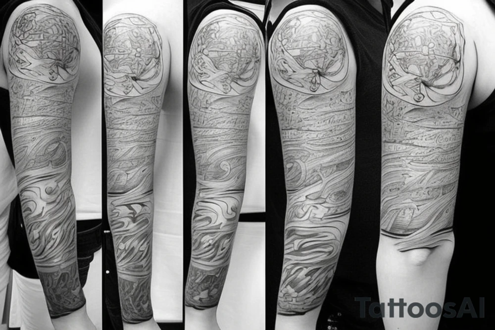 It is a tatoo on left arm. Main think is that is a straight line. But it has different thin size on the end of the main line. Those different thin size pieces are 15 centimeters long tattoo idea