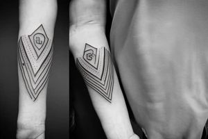 It is a tatoo on left arm. Main think is that is a straight line. But it has different thin size on the end of the main line. Those different thin size pieces are 15 centimeters long tattoo idea