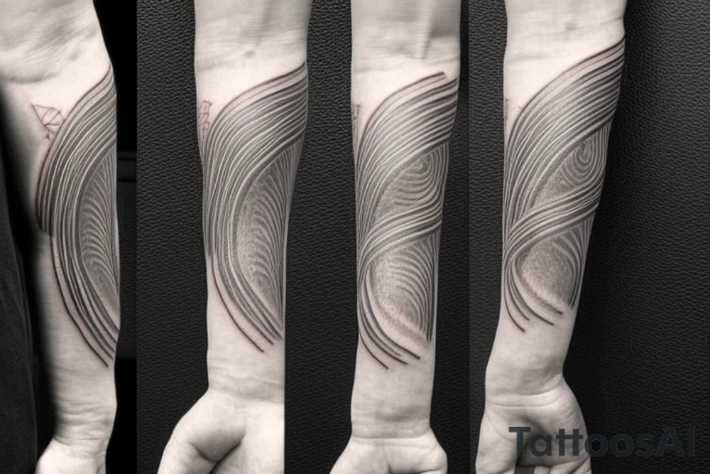 It is a tatoo on left arm. Main think is that is a straight line. But it has different thin size on the end of the main line. Those different thin size pieces are 15 centimeters long tattoo idea