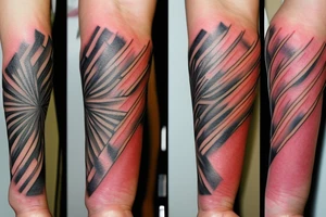 It is a tatoo on left arm. Main think is that is a straight line. But it has different thin size on the end of the main line. Those different thin size pieces are 15 centimeters long tattoo idea